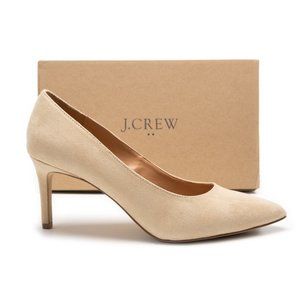 NEW J. Crew Microsuede Heeled Pumps in Saddle tan BJ248 $128